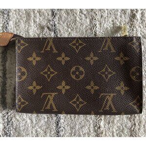 LOUIS VUITTON LV Bucket PM Pouch Bag Monogram Leather Brown France Small